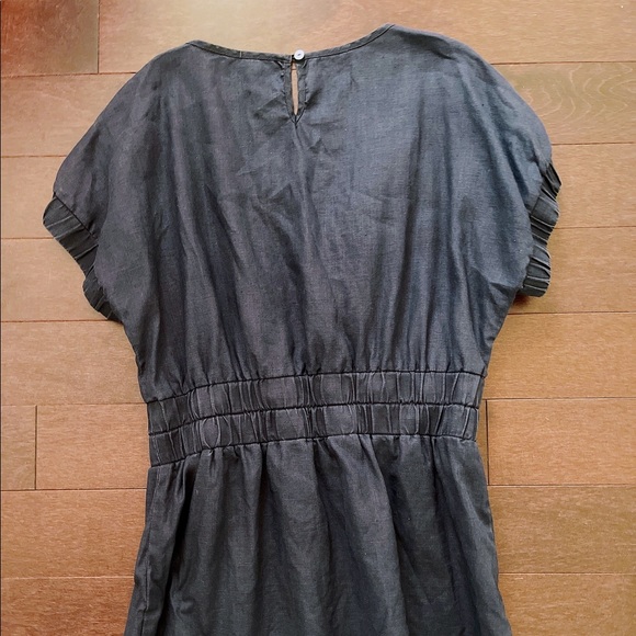Blue Linen Top with cinched-waist - Picture 3 of 7